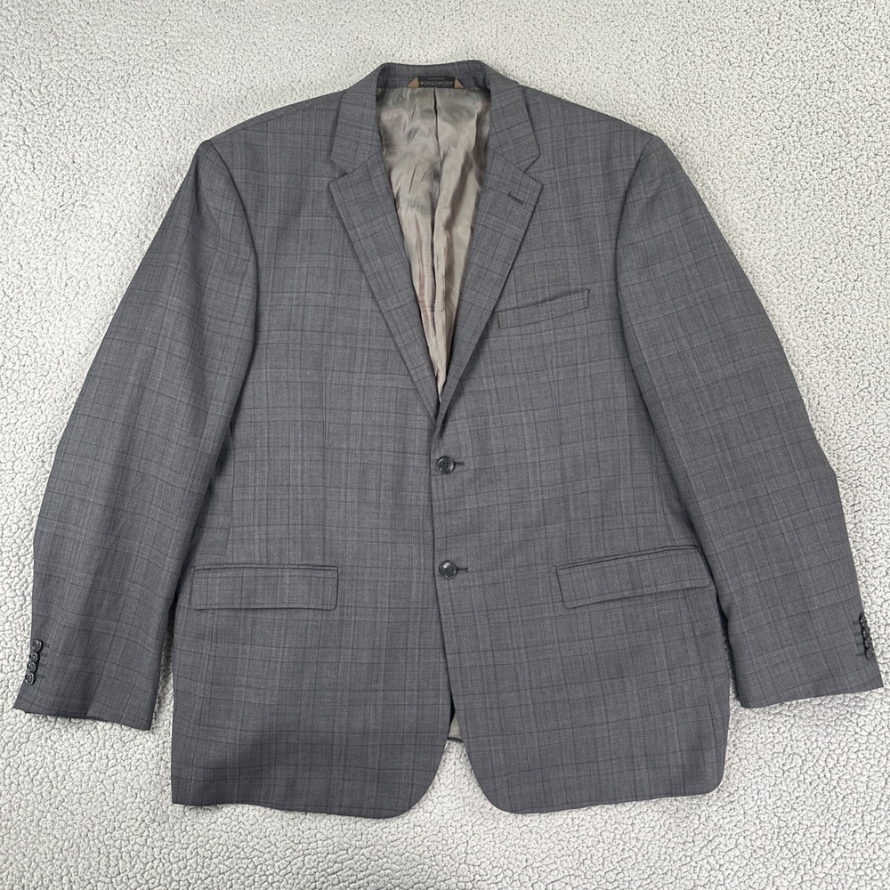 Pronto Moda Europa Super 140's Oxford Blazer Men 50L Grey Plaid Merino Wool